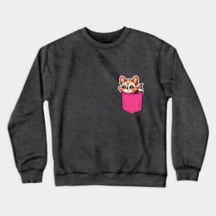 Kawaii Aardwolf in Pocket Crewneck Sweatshirt